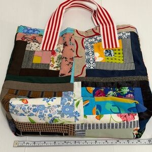 Handmade patchwork tote bag. Size 12.5” x 14.5 “